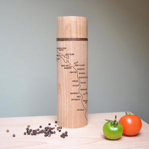 Pepper Mill - engraved with coastal graphic and your own design on the top
