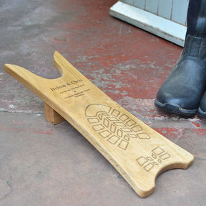 Oak Boot Jack - with your engraved message (text only)