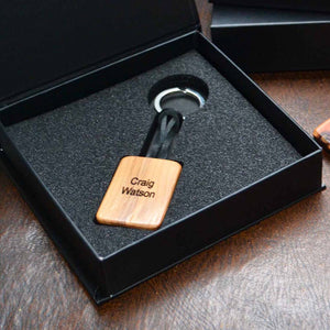 ‘Sandwich’ Keyfob (yew and African blackwood) - with your engraved message on one side (text only)